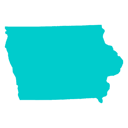 Map of Iowa highlighting healthcare
